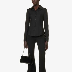 Reformation x Camille Rowe Jodie Fitted Organic Cotton black shirt size 0